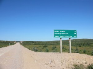A newly-improved section of the Trans Labrador Highway from Blanc Sablon QU to Labrador City LB